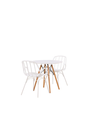 Venture Home Danburi Matbord - Woodlook / Woodlook MDF +Dyrön Matstol - Vit Polypropylen _2