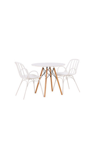 Venture Home Danburi Matbord - Woodlook / Woodlook MDF +Dyrön Matstol - Vit Polypropylen _2