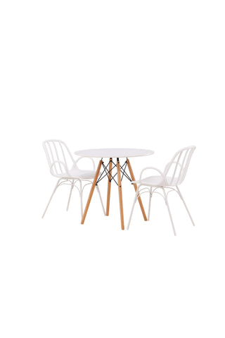 Venture Home Danburi Matbord - Woodlook / Woodlook MDF +Dyrön Matstol - Vit Polypropylen _2