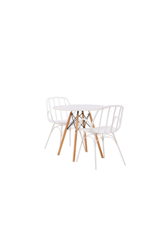Venture Home Danburi Matbord - Woodlook / Woodlook MDF +Dyrön Matstol - Vit Polypropylen _2