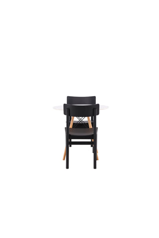 Venture Home Copenhagen Matbord - Svart / Mocca Faner +Baltimore Matstol - Svart / Svart Plast _4