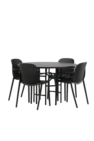 Venture Home Copenhagen Matbord - Svart / Mocca Faner +Baltimore Matstol - Svart / Svart Plast _4