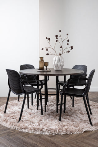 Venture Home Copenhagen Matbord - Svart / Mocca Faner +Baltimore Matstol - Svart / Svart Plast _4