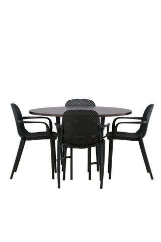 Venture Home Copenhagen Matbord - Svart / Mocca Faner +Baltimore Matstol - Svart / Svart Plast _4