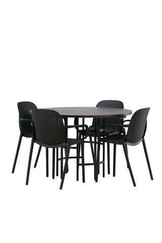 Venture Home Copenhagen Matbord - Svart / Mocca Faner +Baltimore Matstol - Svart / Svart Plast _4