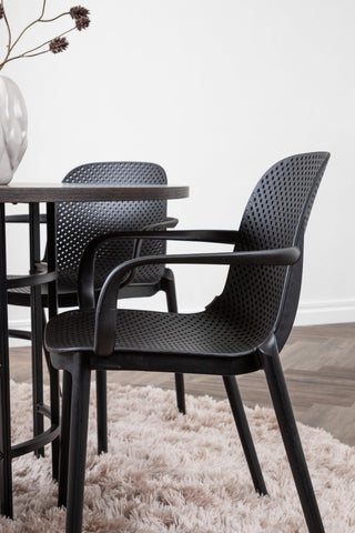 Venture Home Copenhagen Matbord - Svart / Mocca Faner +Baltimore Matstol - Svart / Svart Plast _4