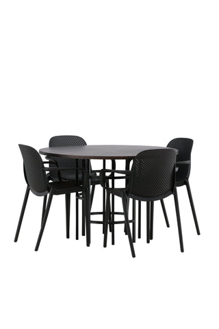 Venture Home Copenhagen Matbord - Svart / Mocca Faner +Baltimore Matstol - Svart / Svart Plast _4