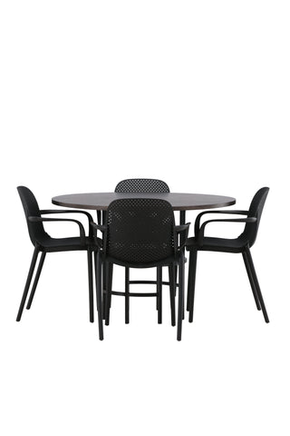 Venture Home Copenhagen Matbord - Svart / Mocca Faner +Baltimore Matstol - Svart / Svart Plast _4