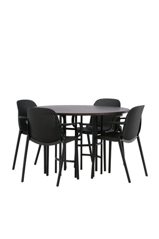 Venture Home Copenhagen Matbord - Svart / Mocca Faner +Baltimore Matstol - Svart / Svart Plast _4
