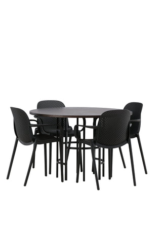 Venture Home Copenhagen Matbord - Svart / Mocca Faner +Baltimore Matstol - Svart / Svart Plast _4