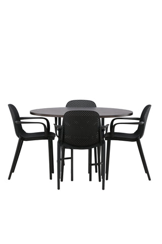 Venture Home Copenhagen Matbord - Svart / Mocca Faner +Baltimore Matstol - Svart / Svart Plast _4