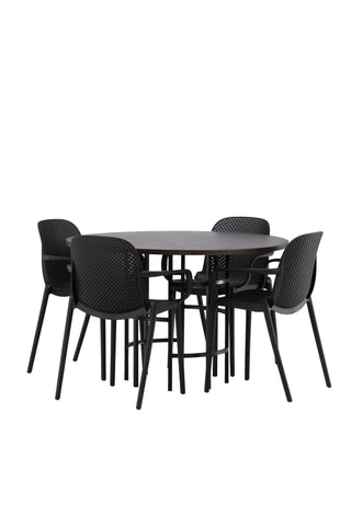 Venture Home Copenhagen Matbord - Svart / Mocca Faner +Baltimore Matstol - Svart / Svart Plast _4