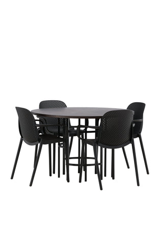 Venture Home Copenhagen Matbord - Svart / Mocca Faner +Baltimore Matstol - Svart / Svart Plast _4