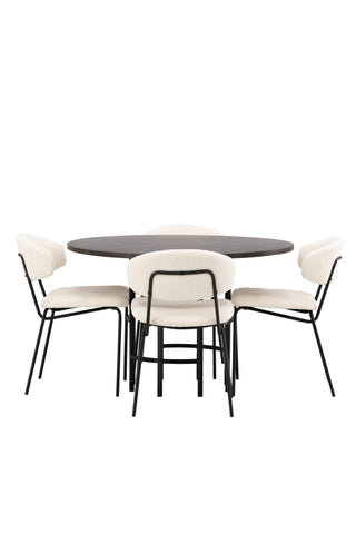 Venture Home Copenhagen Matbord - Svart / Mocca Faner +Crosett Matstol - Mattsvart / Mattsvart Plast _4
