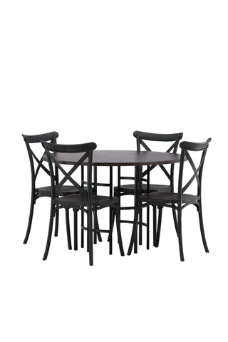 Venture Home Copenhagen Matbord - Svart / Mocca Faner +Crosett Matstol - Mattsvart / Mattsvart Plast _4