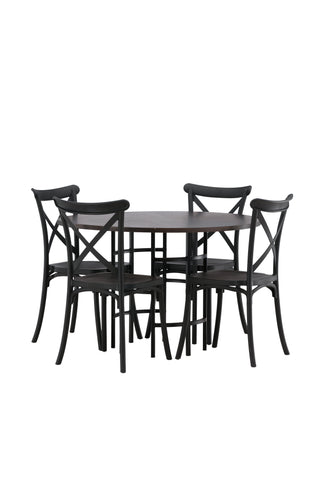 Venture Home Copenhagen Matbord - Svart / Mocca Faner +Crosett Matstol - Mattsvart / Mattsvart Plast _4