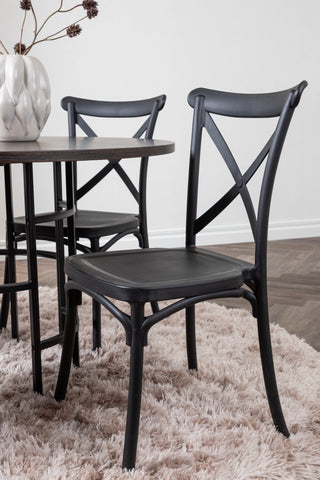 Venture Home Copenhagen Matbord - Svart / Mocca Faner +Crosett Matstol - Mattsvart / Mattsvart Plast _4