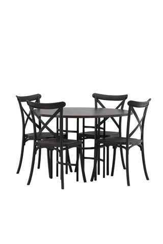 Venture Home Copenhagen Matbord - Svart / Mocca Faner +Crosett Matstol - Mattsvart / Mattsvart Plast _4