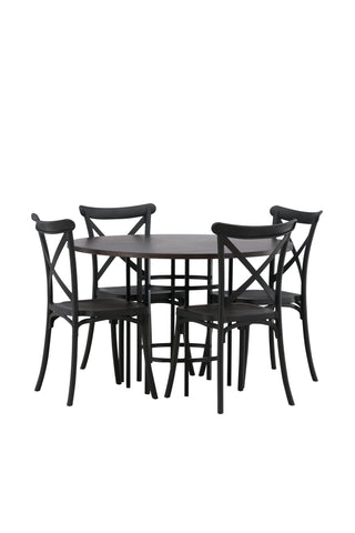 Venture Home Copenhagen Matbord - Svart / Mocca Faner +Crosett Matstol - Mattsvart / Mattsvart Plast _4