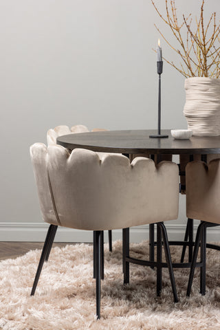 Venture Home Copenhagen Matbord - Svart / Mocca Faner +Limhamn Stol - Svart / Beige sammet _4