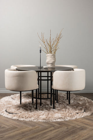 Venture Home Copenhagen Matbord - Svart / Mocca Faner +Simrishman Matstol - Svart / Beige TC-tyg _4