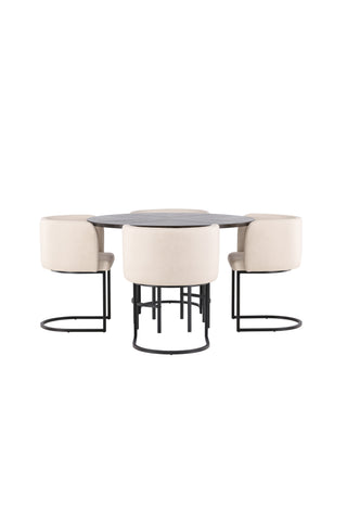 Venture Home Copenhagen Matbord - Svart / Mocca Faner +Simrishman Matstol - Svart / Beige TC-tyg _4