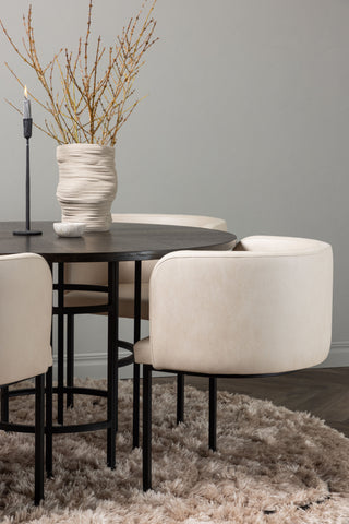 Venture Home Copenhagen Matbord - Svart / Mocca Faner +Simrishman Matstol - Svart / Beige TC-tyg _4