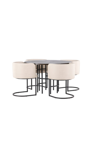 Venture Home Copenhagen Matbord - Svart / Mocca Faner +Simrishman Matstol - Svart / Beige TC-tyg _4