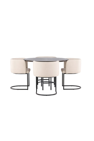 Venture Home Copenhagen Matbord - Svart / Mocca Faner +Simrishman Matstol - Svart / Beige TC-tyg _4