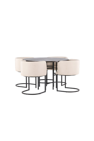Venture Home Copenhagen Matbord - Svart / Mocca Faner +Simrishman Matstol - Svart / Beige TC-tyg _4
