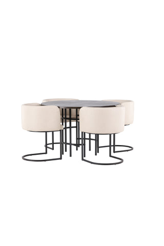 Venture Home Copenhagen Matbord - Svart / Mocca Faner +Simrishman Matstol - Svart / Beige TC-tyg _4