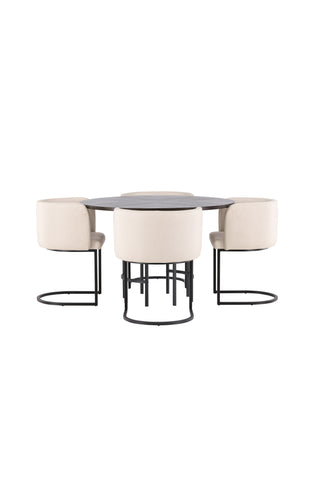 Venture Home Copenhagen Matbord - Svart / Mocca Faner +Simrishman Matstol - Svart / Beige TC-tyg _4