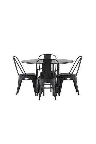 Venture Home Copenhagen Matbord - Svart / Svart faner +Baltimore Matstol - Svart / Svart Plast _4