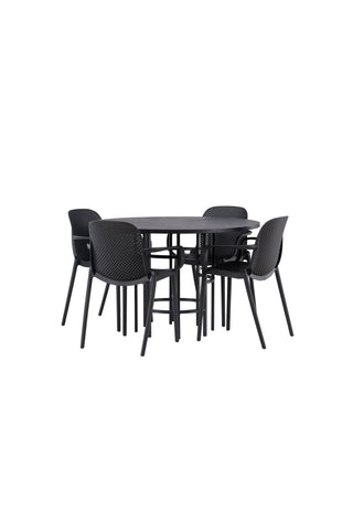 Venture Home Copenhagen Matbord - Svart / Svart faner +Baltimore Matstol - Svart / Svart Plast _4