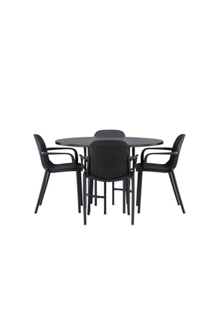Venture Home Copenhagen Matbord - Svart / Svart faner +Baltimore Matstol - Svart / Svart Plast _4