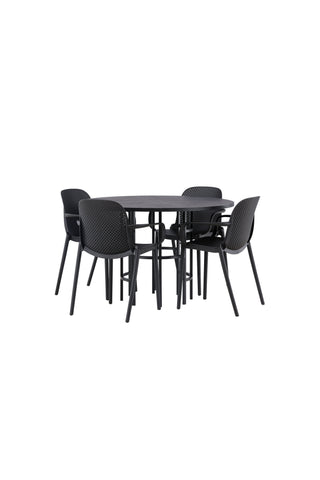 Venture Home Copenhagen Matbord - Svart / Svart faner +Baltimore Matstol - Svart / Svart Plast _4