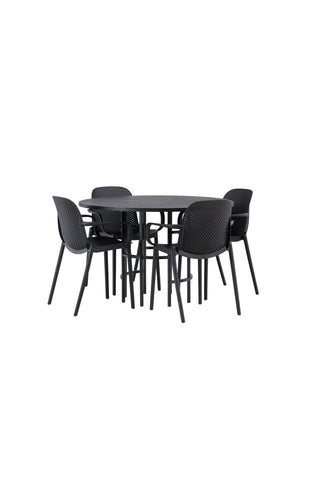 Venture Home Copenhagen Matbord - Svart / Svart faner +Baltimore Matstol - Svart / Svart Plast _4