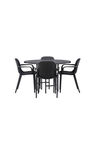 Venture Home Copenhagen Matbord - Svart / Svart faner +Baltimore Matstol - Svart / Svart Plast _4