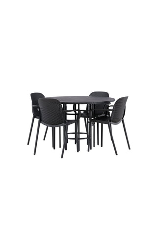 Venture Home Copenhagen Matbord - Svart / Svart faner +Baltimore Matstol - Svart / Svart Plast _4