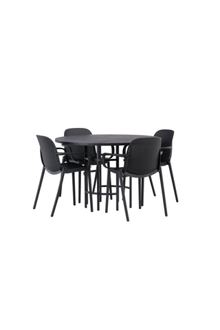 Venture Home Copenhagen Matbord - Svart / Svart faner +Baltimore Matstol - Svart / Svart Plast _4