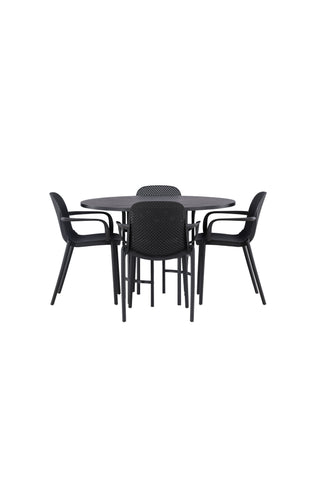 Venture Home Copenhagen Matbord - Svart / Svart faner +Baltimore Matstol - Svart / Svart Plast _4