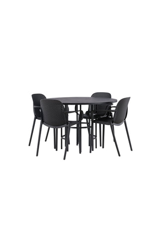 Venture Home Copenhagen Matbord - Svart / Svart faner +Baltimore Matstol - Svart / Svart Plast _4