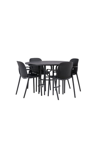 Venture Home Copenhagen Matbord - Svart / Svart faner +Baltimore Matstol - Svart / Svart Plast _4