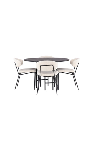 Venture Home Bootcut Ovalt matbord - Svart / Svart Fanéer +Tempe Matstol - Mattsvart / Metall _4