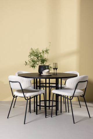 Venture Home Copenhagen Matbord - Svart / Svart Faner +Chico Matstol - Svart / Vit Boucle _4