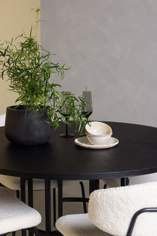 Venture Home Copenhagen Matbord - Svart / Svart Faner +Chico Matstol - Svart / Vit Boucle _4
