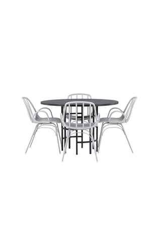 Venture Home Copenhagen Matbord - Svart / Svart Faner +Limhamn Stol - Svart / Beige Sammet _4