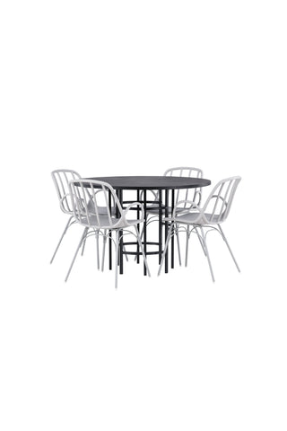 Venture Home Copenhagen Matbord - Svart / Svart faner +Dyrön Matstol - Greige Polypropylene _4