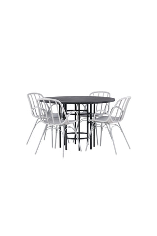Venture Home Copenhagen Matbord - Svart / Svart faner +Dyrön Matstol - Greige Polypropylene _4