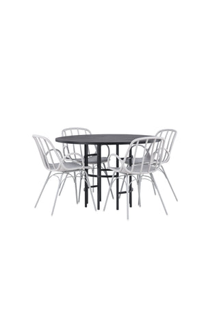 Venture Home Copenhagen Matbord - Svart / Svart faner +Dyrön Matstol - Greige Polypropylene _4